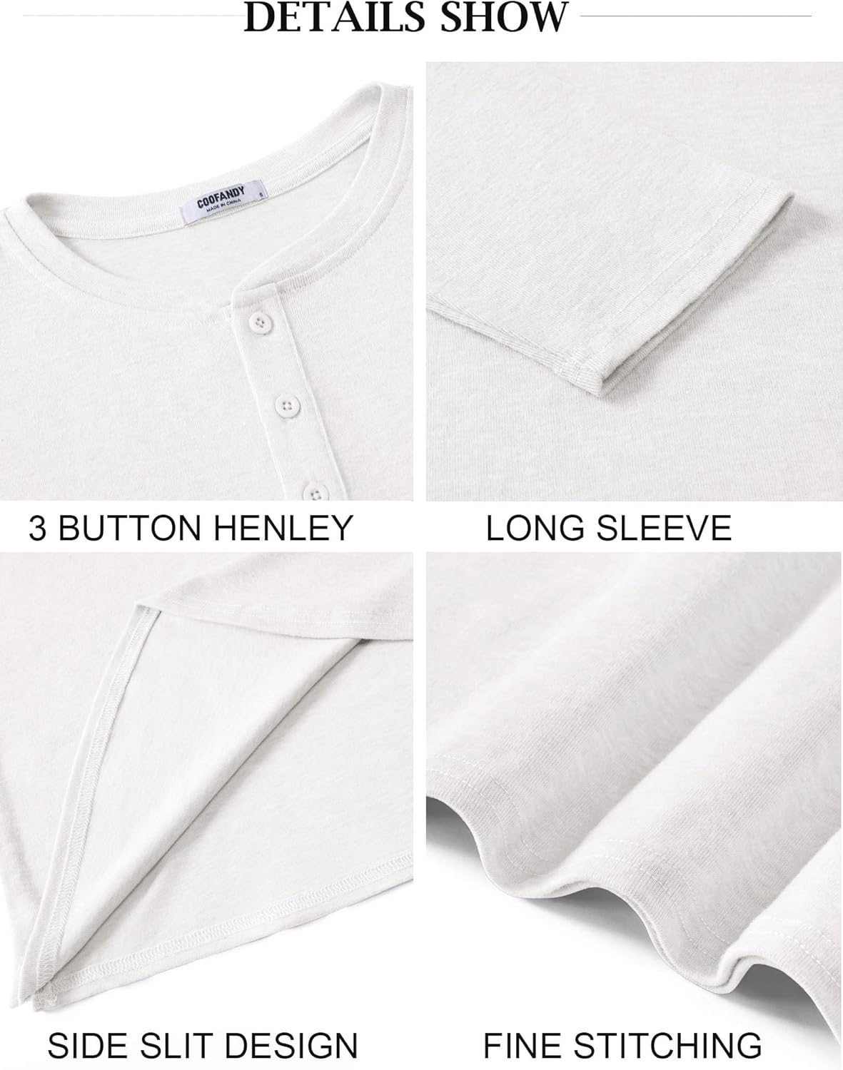 COOFANDY Mens Henley Shirts Long Sleeve Casual Pullover Shirt Fashion Button T-Shirt - Image 6