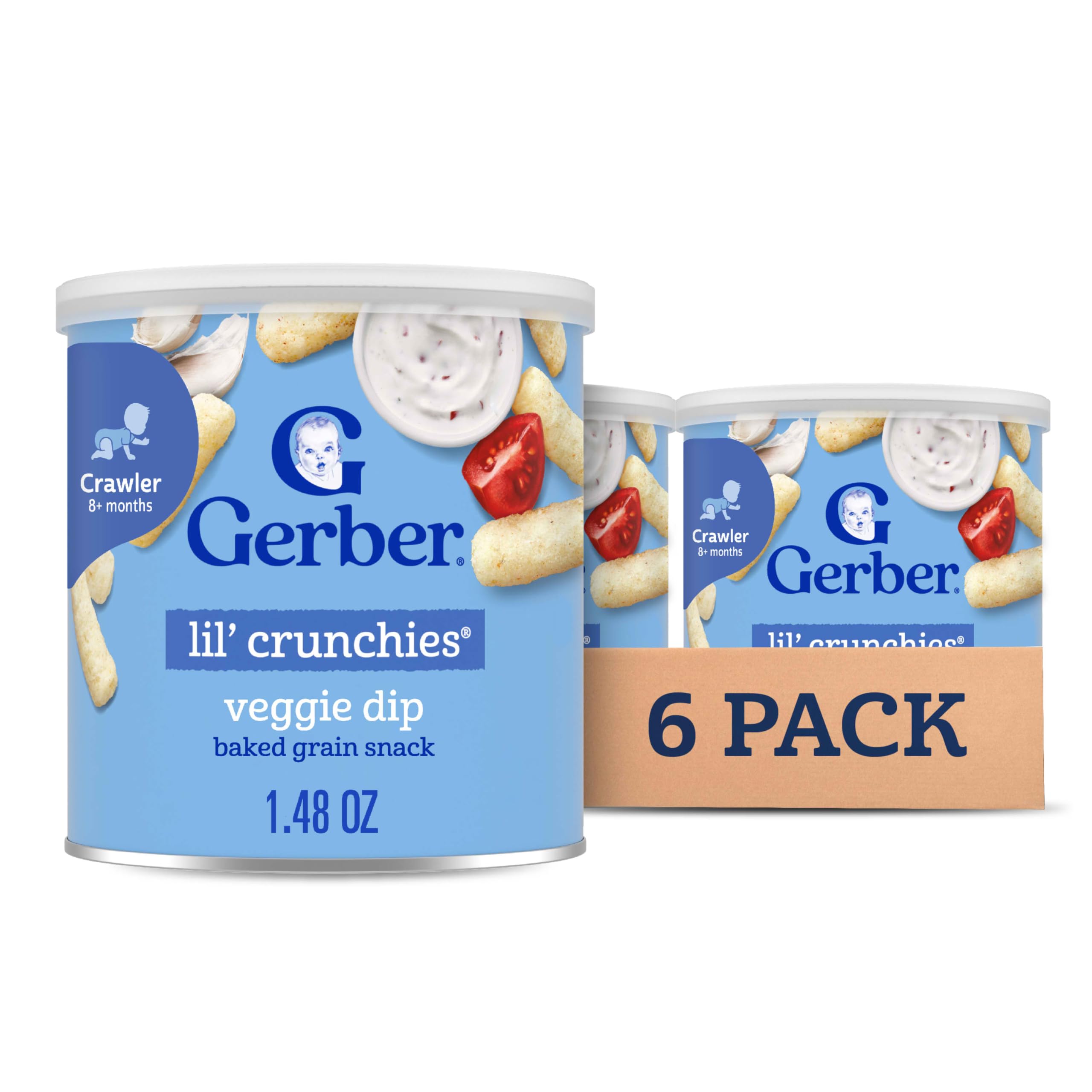 Gerber Snacks for Baby Lil Crunchies, Veggie Dip, 1.48 Ounce (Pack of 6)