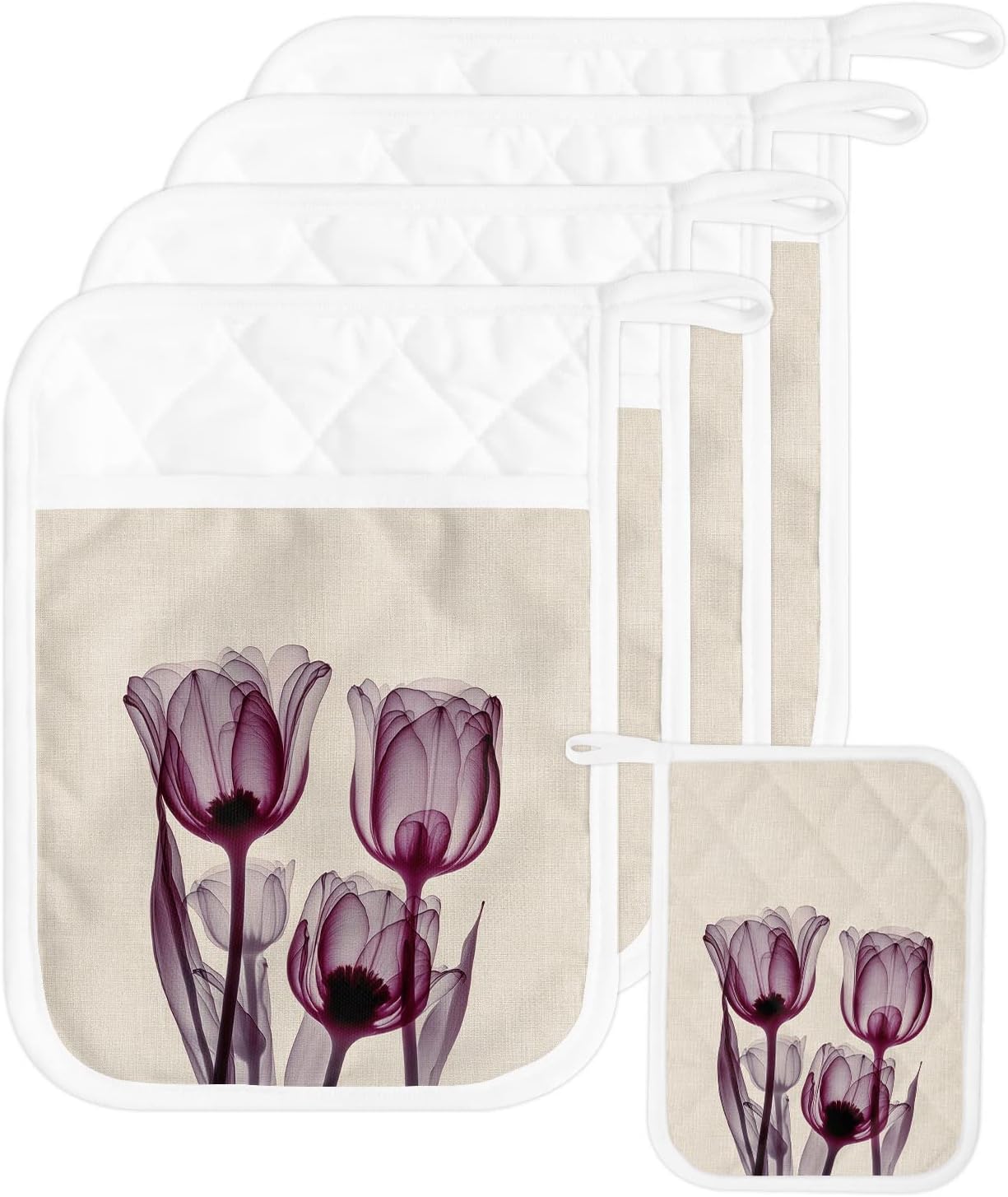Pot Holders, Tulip Pot Holder, Heat-Resistant Hot Pockets, Pot Holders for Kitchen, Hot Pads for Kitchen, Kitchen Accessories 5 Pcs Potholders