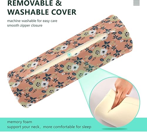 Miniatura 4 de FRODOTGV Cute Flowers on Pink Bolster Pillows for Bed Neck Roll Pillow Sleeping Round Pillow for Chair Cylinder Back Pillow Bed Support