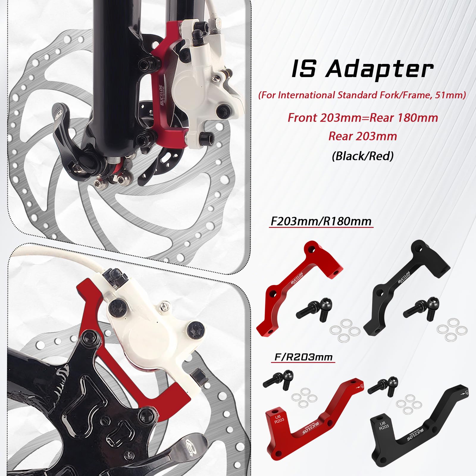 AEYINO Disc Brake Adapter,PM/Is Front Rear 180/203mm Disc Brake Rotor,CNC Machined Aluminum Alloy Caliper Mount Adapter for Mountain Bike - Image 3