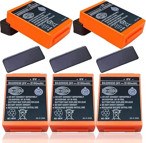 (5-Pack) BA225030 6V 2100mAh Ni-Mh Battery Rechargeable for HBC Crane Remote Pump Truck FUB 05AA Battery