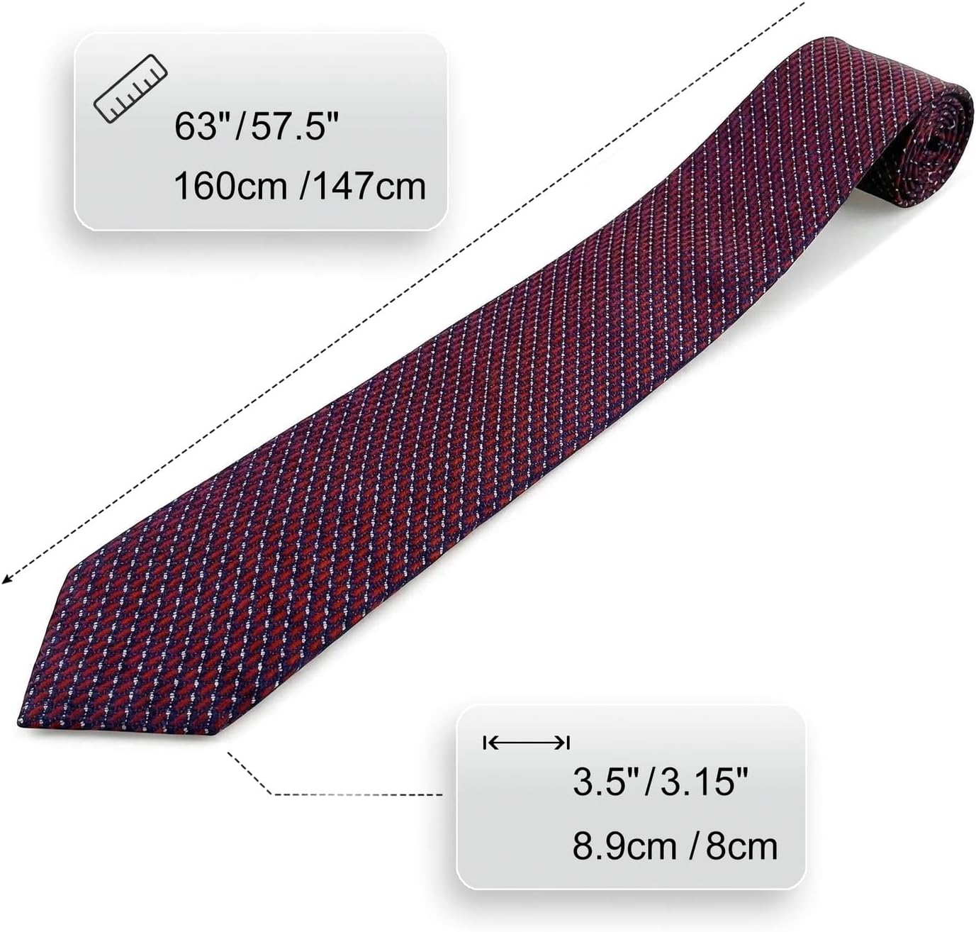 S&W SHLAX&WING Necktie for Men with Navy Burgundy Micro-Dots