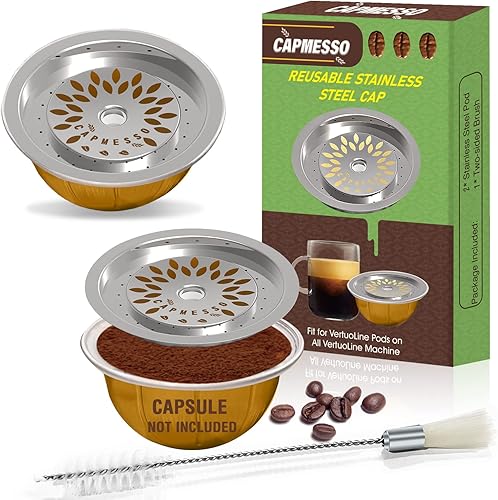 CAPMESSO Tapa de cápsula de café reutilizable para reutilizar cápsulas de Vertuolina, cápsulas Vertuo rellenables en todas las máquinas VertuoLine.