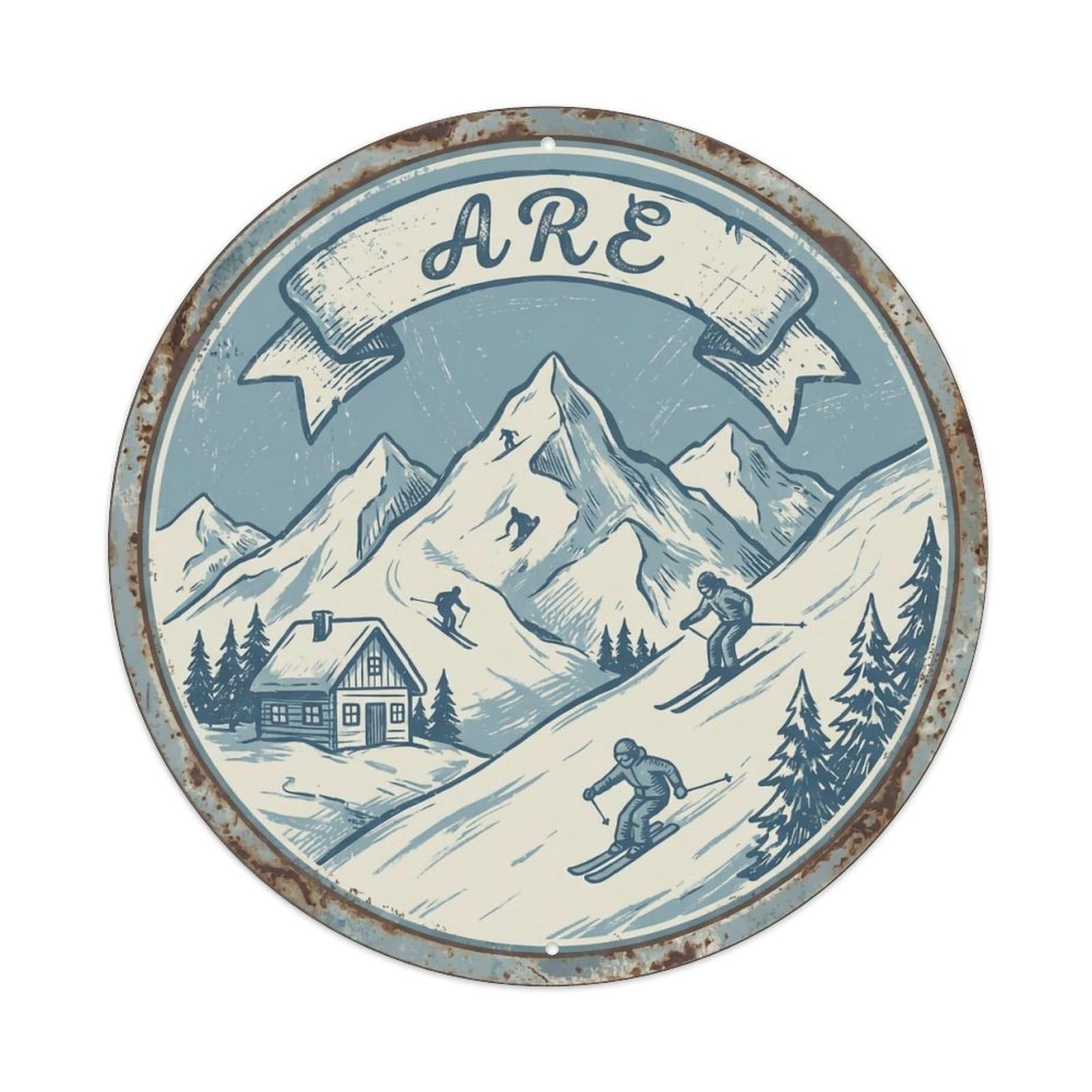 Okahys 8X8inch(20X20cm) Vintage Travel Are Ski Resort Sweden Slopes Metal Tin Sign