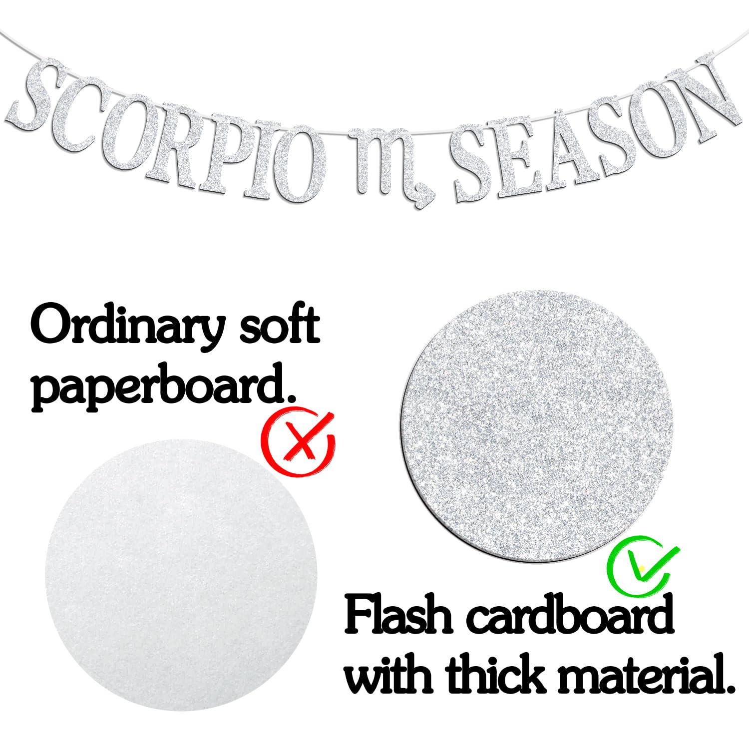 Scorpio Season Banner - Black Glitter Zodiac Birthday Party Decoration, 6.5ft Long - View #7