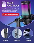 InnoGear Jeu USB Microphone, AI-Bruit Annulant Condenser Mic avec Mute, Gain, RGB Indicateur, Boom Arm Stand pour le streaming, Podcast, Twitch, YouTube, Discorde, PC, Ordinateur, PS4, PS5, Mac, Noir