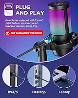 Vista 2 de InnoGear - Micrófono USB para juegos, micrófono condensador con cancelación de ruido, silencio, ganancia, indicador RGB, soporte de brazo de boom