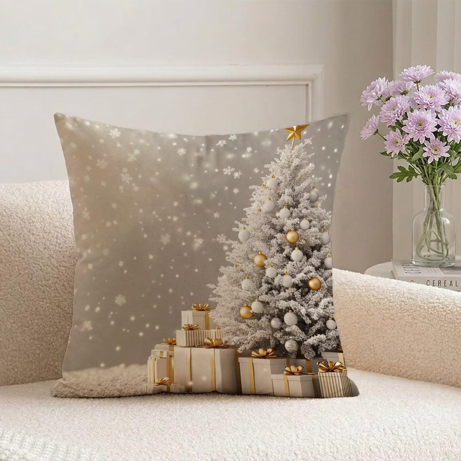 Housses de coussin 80x80 cm imperméables Noël en velours Z9-771