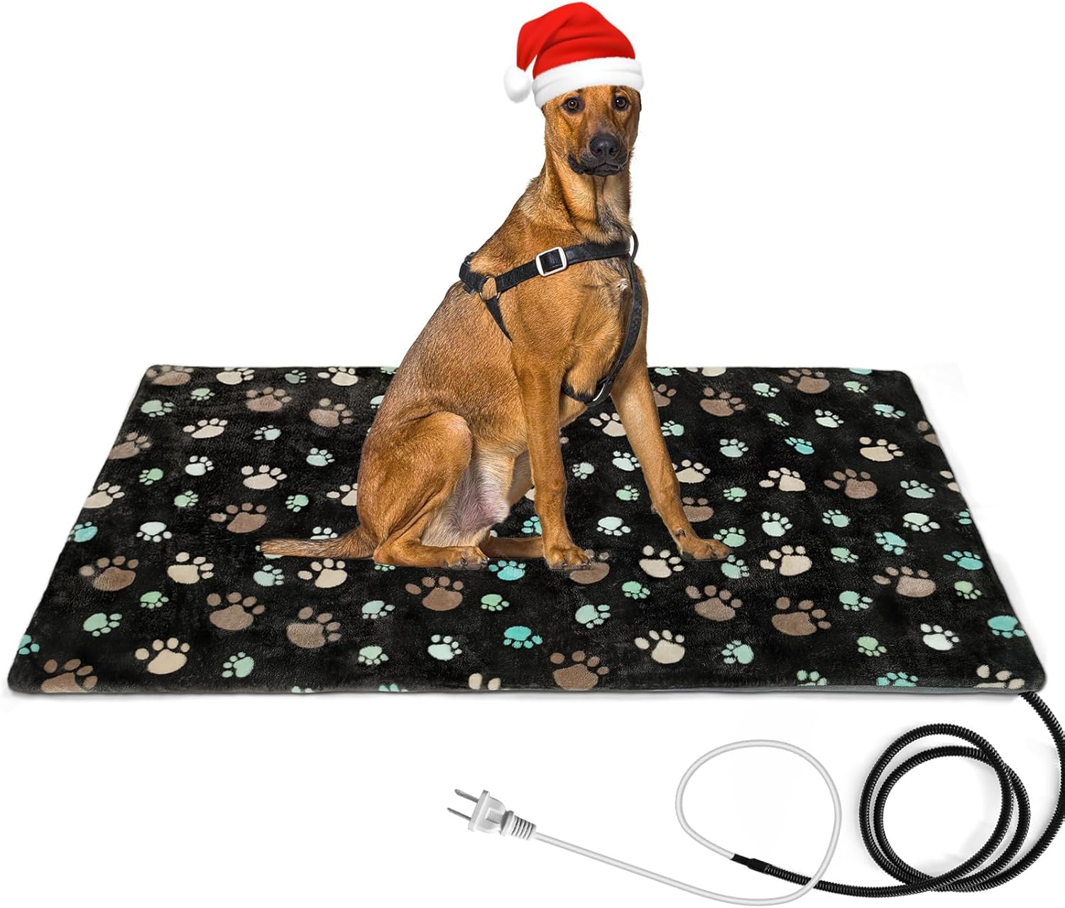 Extra Large Dog Heating Pad 47×30 in Pet Heating Pad,Waterproof+Flame Retardant Materia, Whelping Supplies Heated Dog Bed, Adding Wire Rope Wires Puppy Heating Pad Mat with Plush Fabric Cover