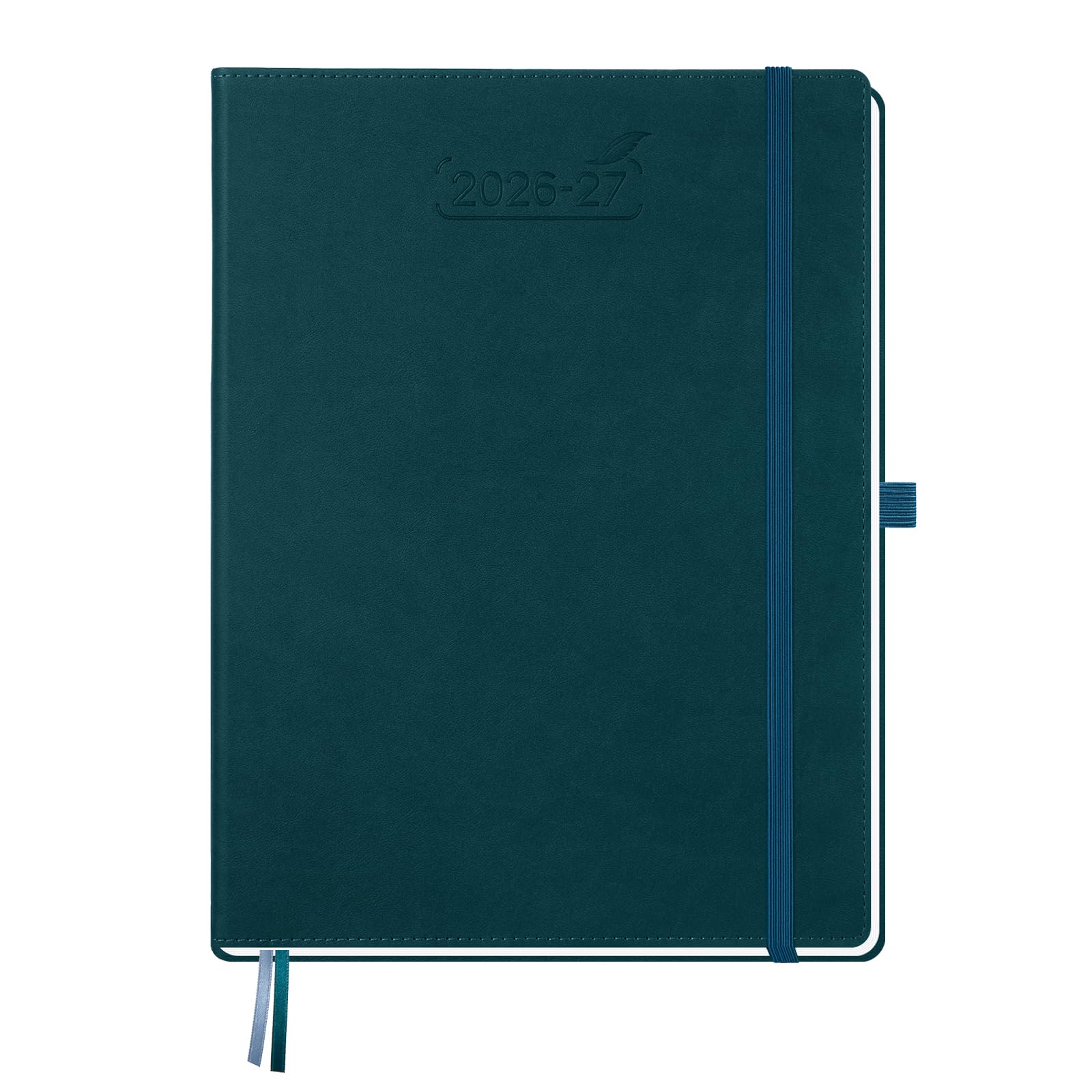BEZEND A4 Academic Diary 2026-2027 Week to View (Jul 26 - Dec 27) Vertical Weekly Planner with Time Slots & Monthly Tabs. Appointment Diary for Home School Office. PU Leather Hardback, Dark Green