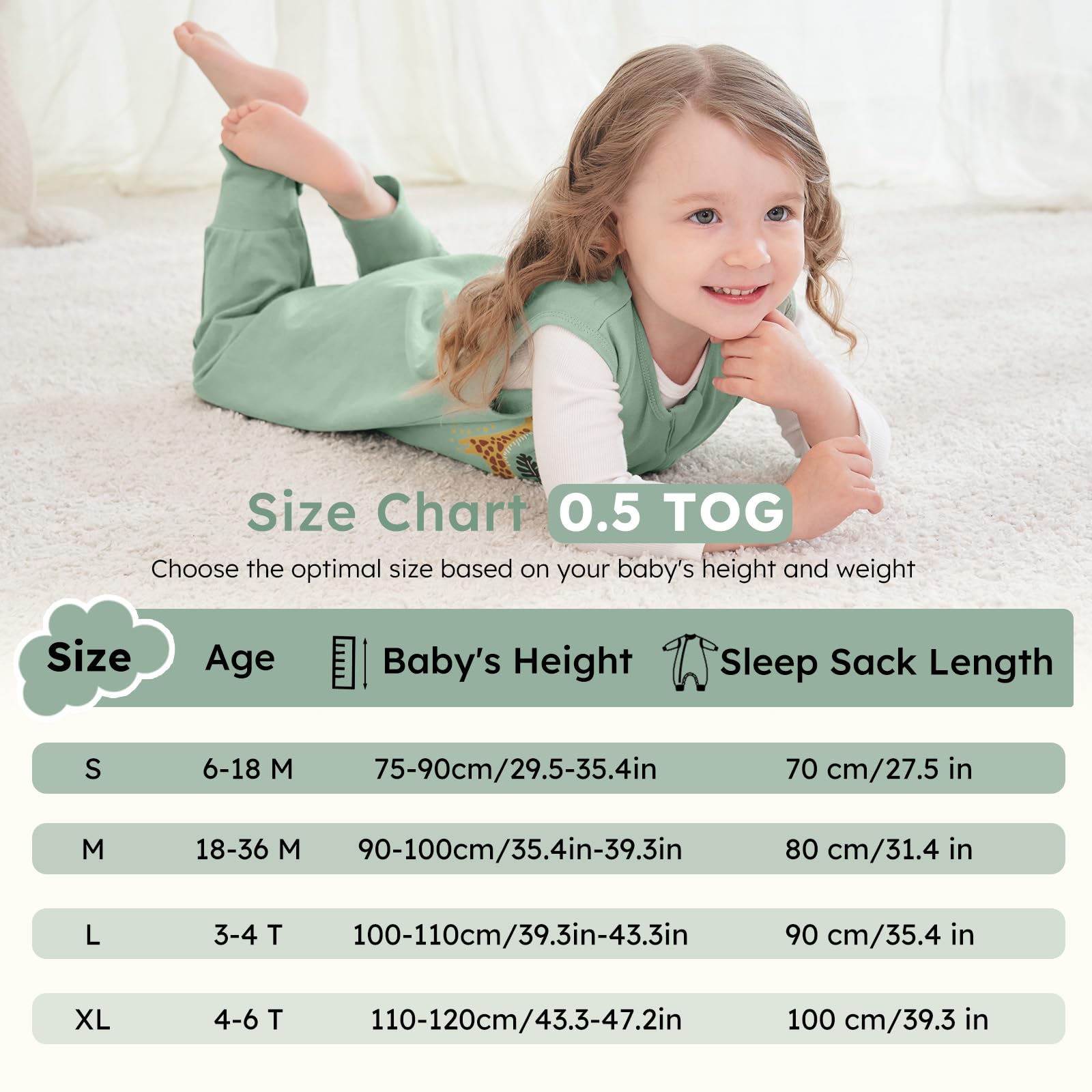 Yoofoss Sacco Nanna con Piedini 0.5 Tog 3-4 anni, 2 confezioni Sacco Nanna per Ragazze e Ragazzi, 100% Cotone Estivo Primavera Autunno
