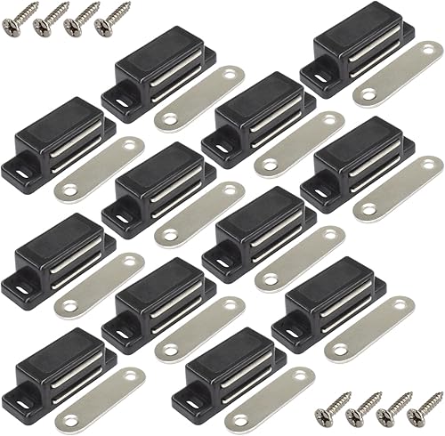 Miniatura 8 de Paquete de 12 cierres magnéticos de plástico para puerta con tornillos para cocina, baño, armario, armario, puerta, cajón, 15 libras (marrón)