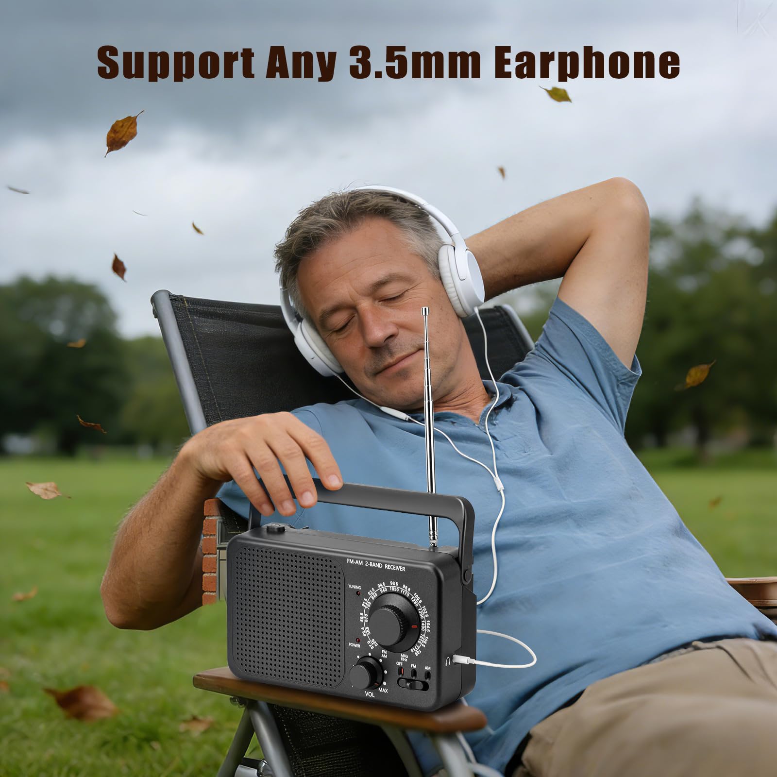 Radio Portable FM/AM avec Réception Stable et Haut-Parleur Puissant, Transistor Radio (Alimentation par Piles ou Secteur) pour Usage en Intérieur, en Extérieur et Situations d'urgence