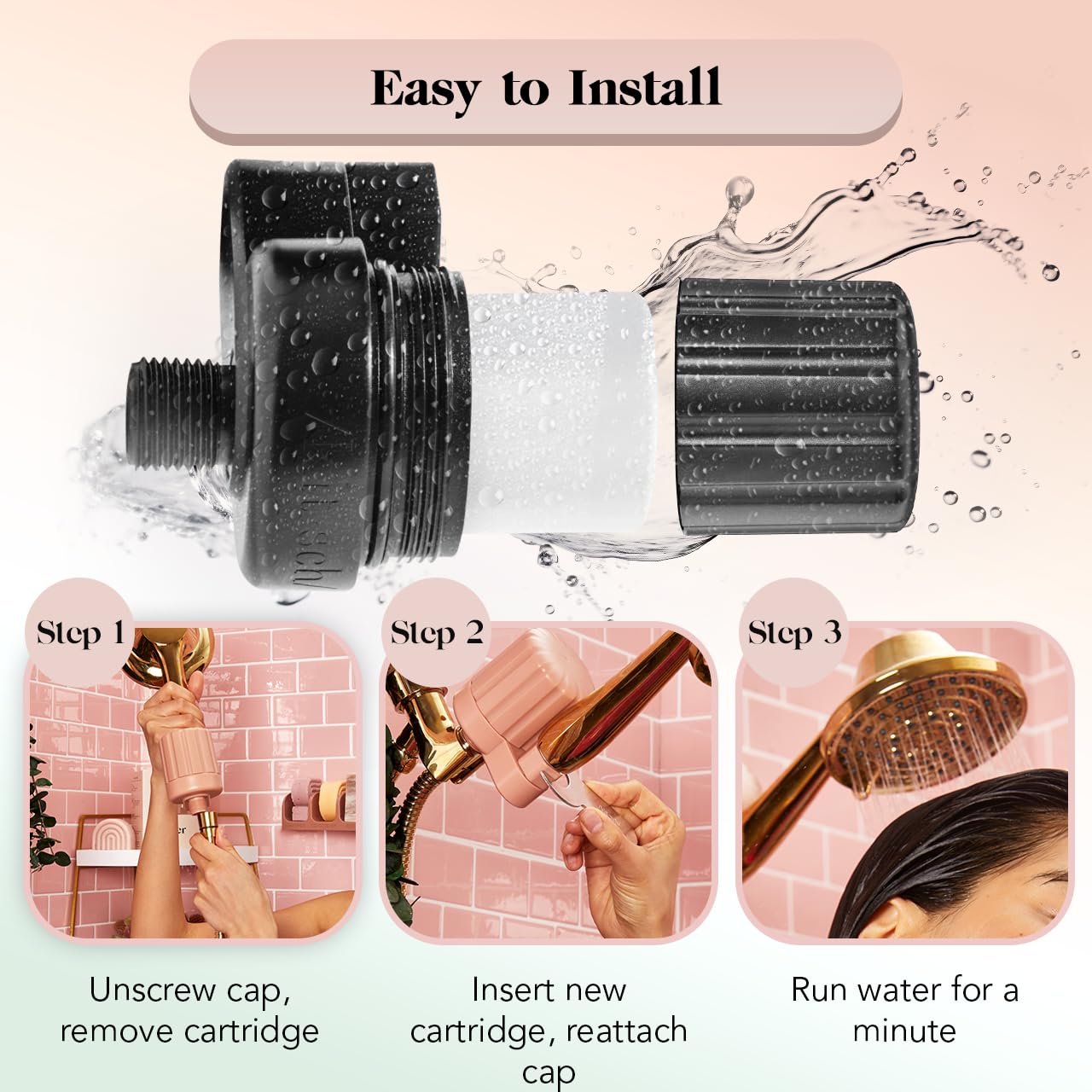 Condition photo showing New/Like New for Kitsch Showerhead Filter (with Replacement Cartridge) - Black and One Additional Replacement Cartridge Bundle with Discount