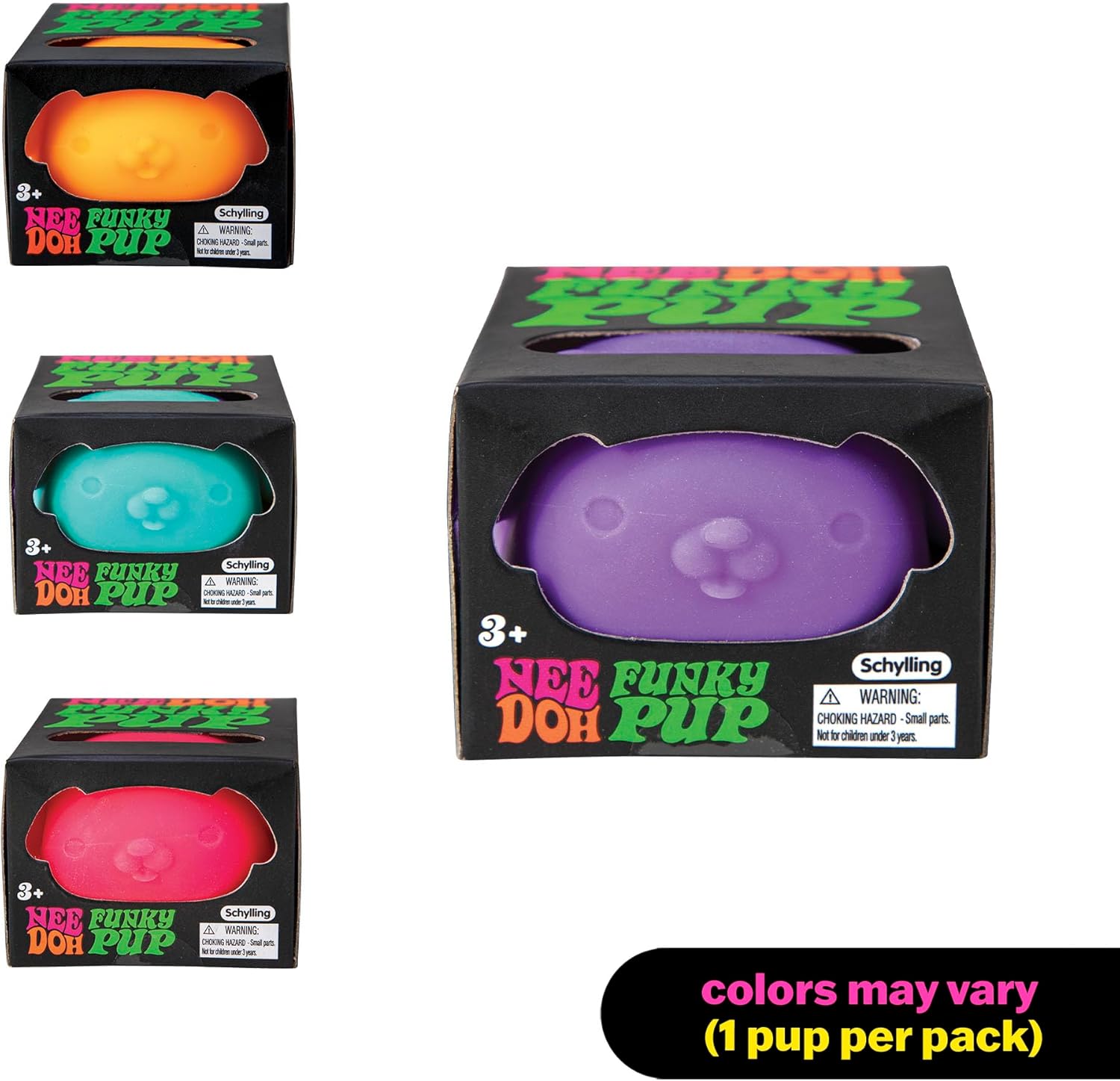 Schylling NeeDoh Funky Pups – Squishy Sensory Toy – Soft Dough Filling – Color May Vary; One Dog Per Pack