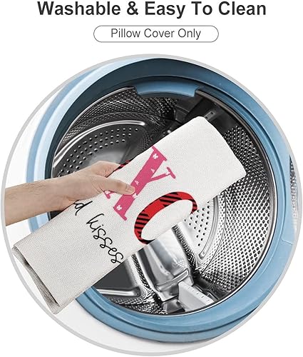 Miniatura 9 de Love Heart Throw Cushion Cover Case Valentines Day Heart XOXO Hugs and Kisses Decorative Pillow Cover Linen Square Zipped Pillow Case for Couch Bed