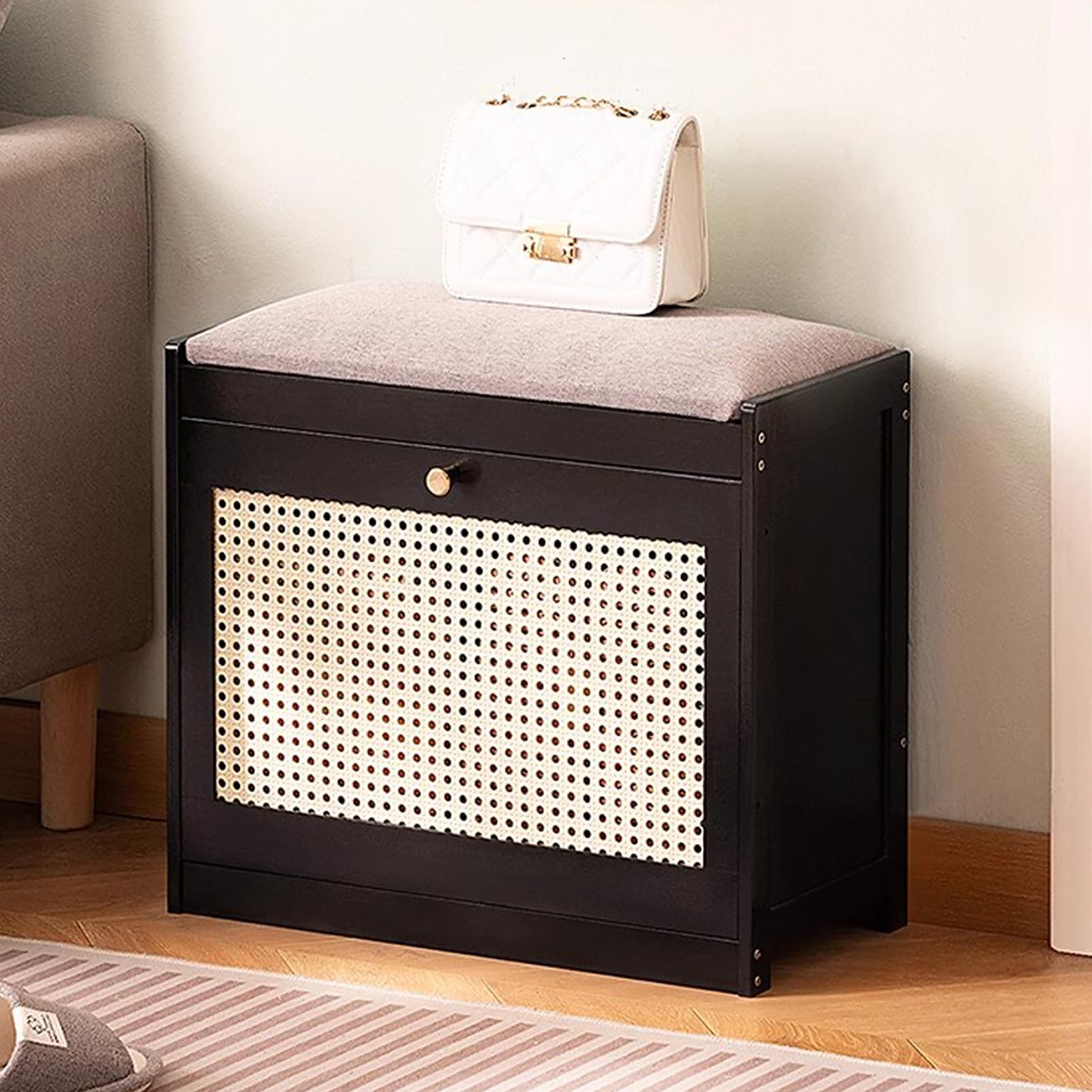 GDMDPTE Wooden Shoe Storage Bench with Cushioned Seat 2-Tier Shoe nizer Cabinet for Entryway Hallway Bedroom - Stylish Entryway Fur for Home nization