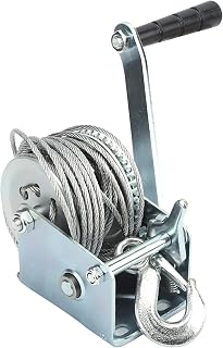 Self Locking Winch Hand Winch 600 Lbs Heavy Duty Hand Crank Strap Gear Winch Manual Lifting Sling Tool with 8m Steel Rope for Towing Boat Winches