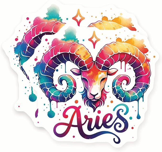 Aries Stickers - Watercolor Zodiac Sign - Astrology Stickers - Star Sign - 2 Pack 5