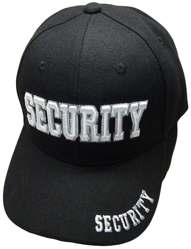 Security 3-D White Letters Black Embroidered Baseball Hat Cap (RAM)