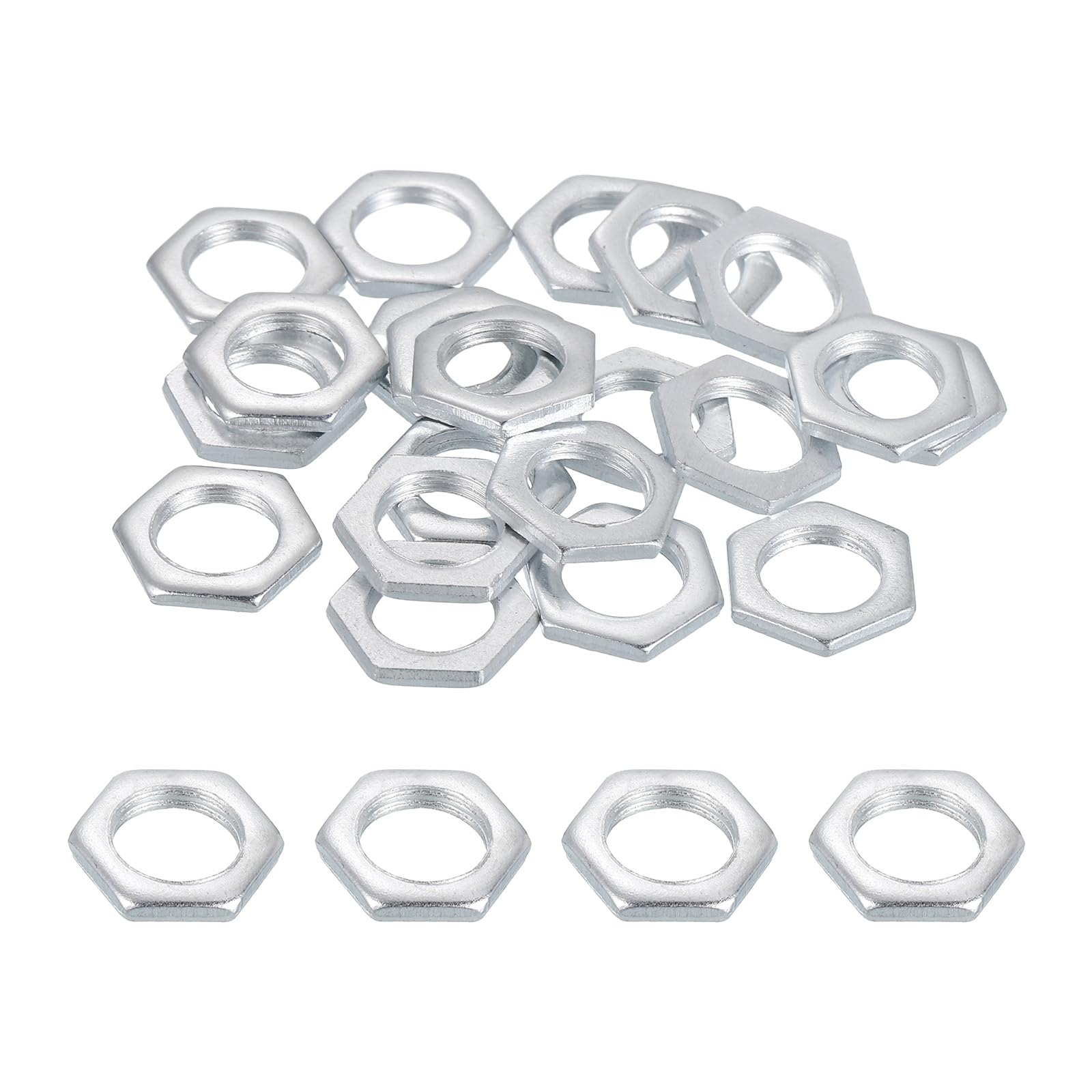 PATIKIL M10x1x2mm Steel Hex Nuts, 40Pcs Metric Fine Thread Carbon Steel Zinc Plated Finished Hardware Screw Nuts Fasteners for Machinery Manufacturing, Industrial Use, 14mm Width