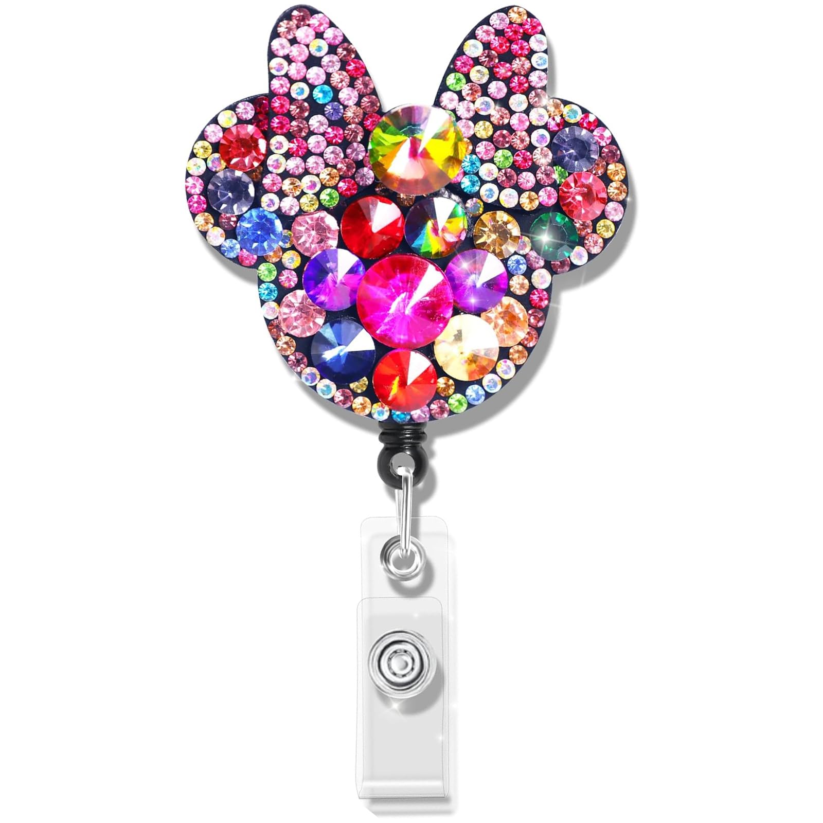 Retractable Badge Holder Rhinestone Bling Nursing Badge Reels with ID Clip for Nurses Doctors Students,24 inch Retractable Cord