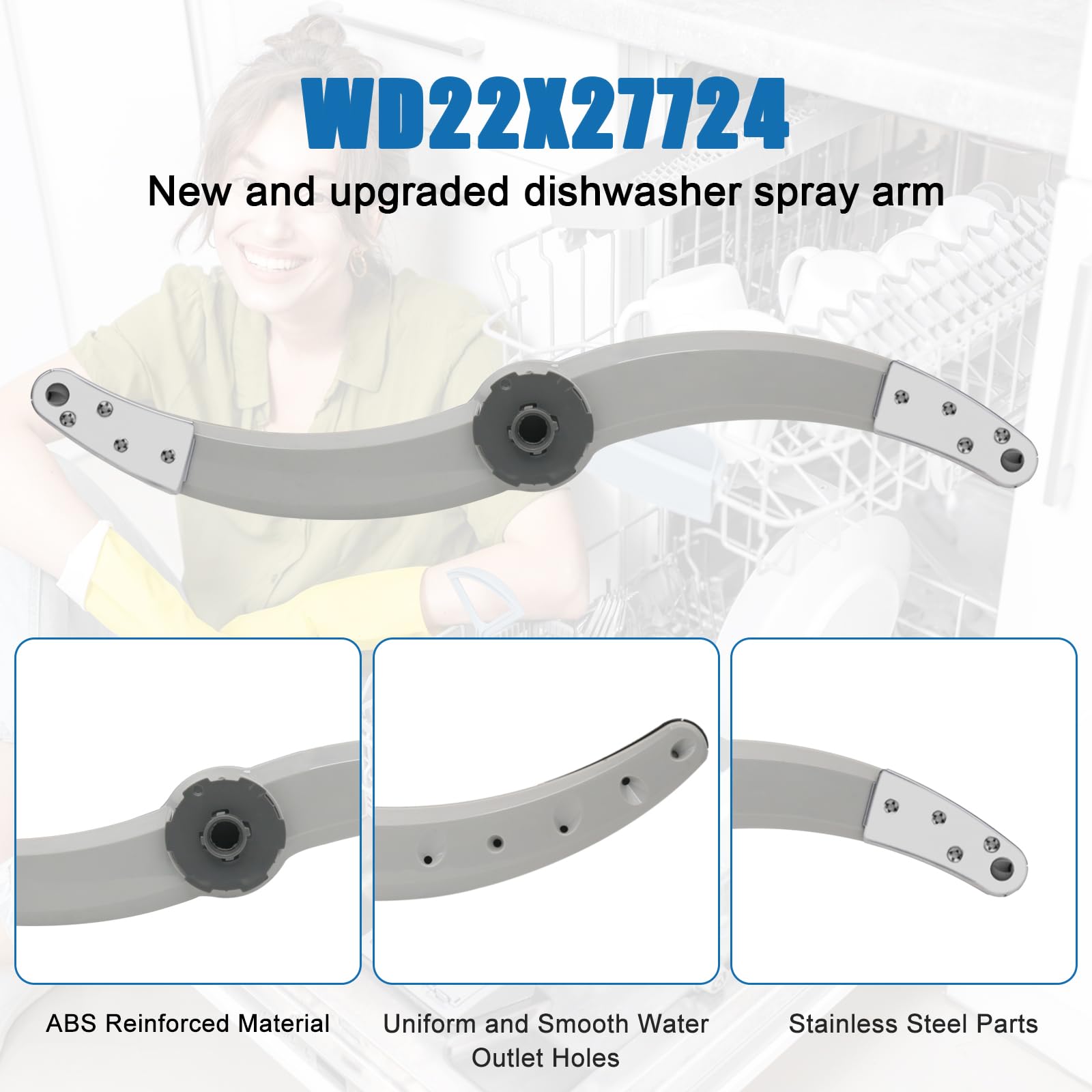 Update WD22X27724 Unterer Sprüharm für Geschirrspüler, kompatibel mit GE Geschirrspüler GDF510PSJ2SS GDF540HGD2BB GDT580SSF2SS GDP665SYN3FS XDT500PSP5SS CDT800P2N2S1 DDT575SGF4BB DDT575SGF4BB