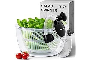Joined Salad Spinner with Drain, Bowl, and Colander: Vegetable Spinner, Dryer, Fruit...