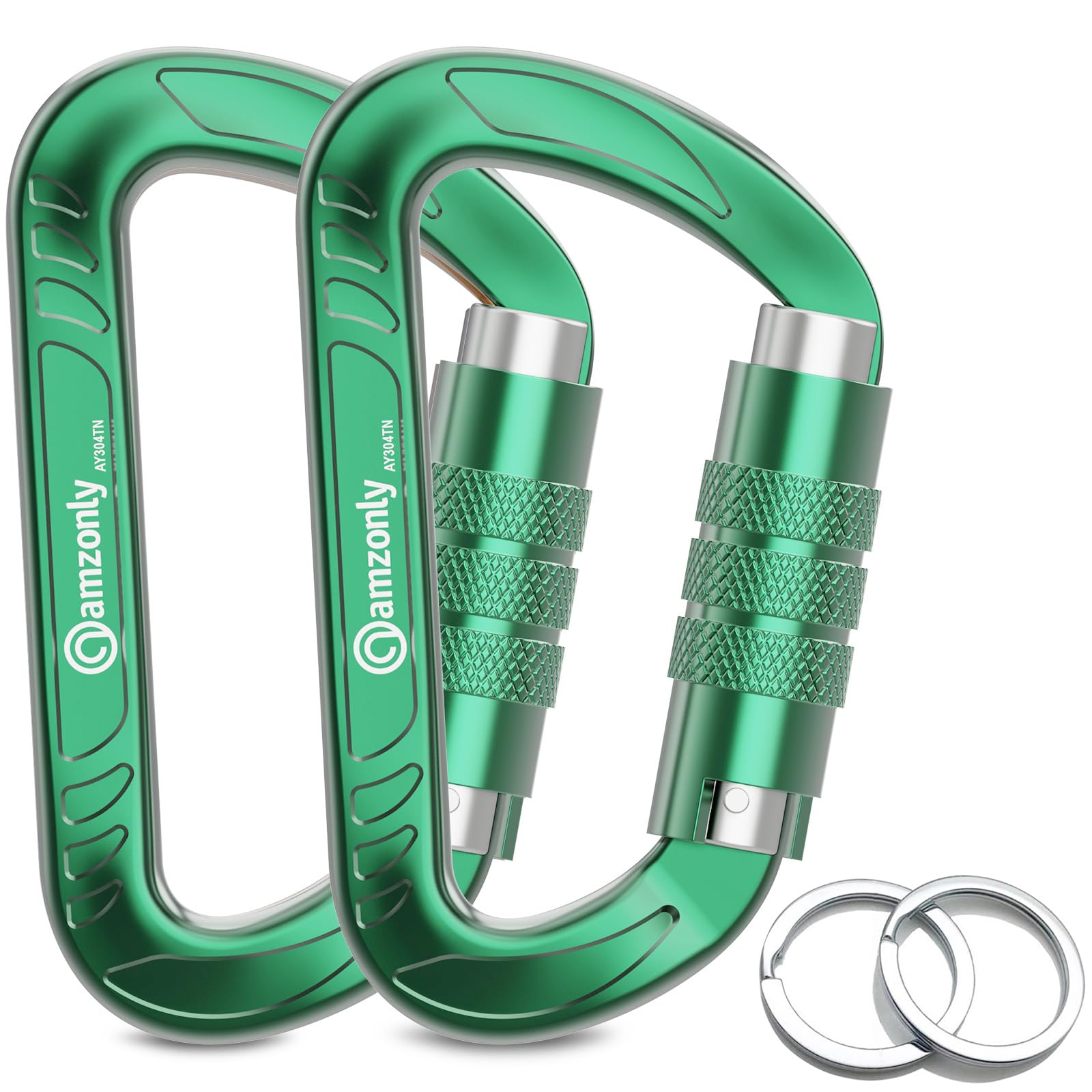 3inch Auto Locking Carabiner Clips Heavy Duty, 12KN /2697lbs Lightweight keychain carabiners, Sturdy Twist Lock Caribeeners for Camping Hiking Hammock