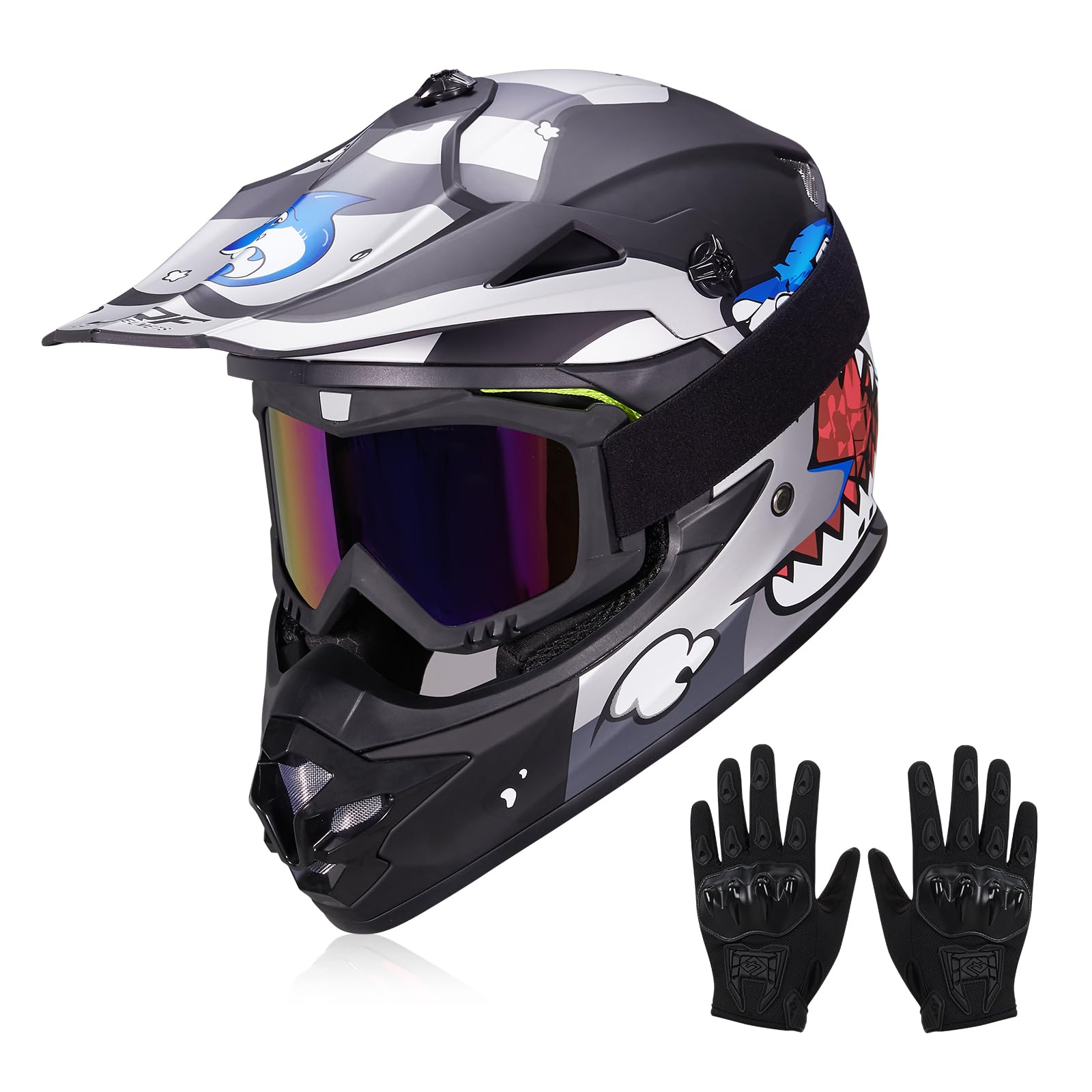 Youth Kids Dirt Bike Helmets J01 Full Face Motocross DOT Approved