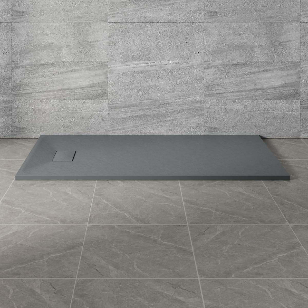 NRG 1500x800mm Anthracite SMC Rectangle Shower Tray Slip-Resistance Bathroom Shower Enclosure Base Tray