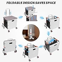 Vista 109 de FELICON SELORSS - Carrito plegable portátil con ruedas para subir escaleras y ruedas giratorias de 360°, mango telescópico, caja de plástico