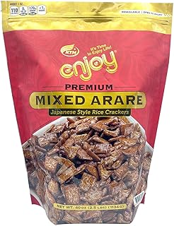 Premium Mix Arare Japanese Style Rice Crackers, Super-sized 40 Oz Container