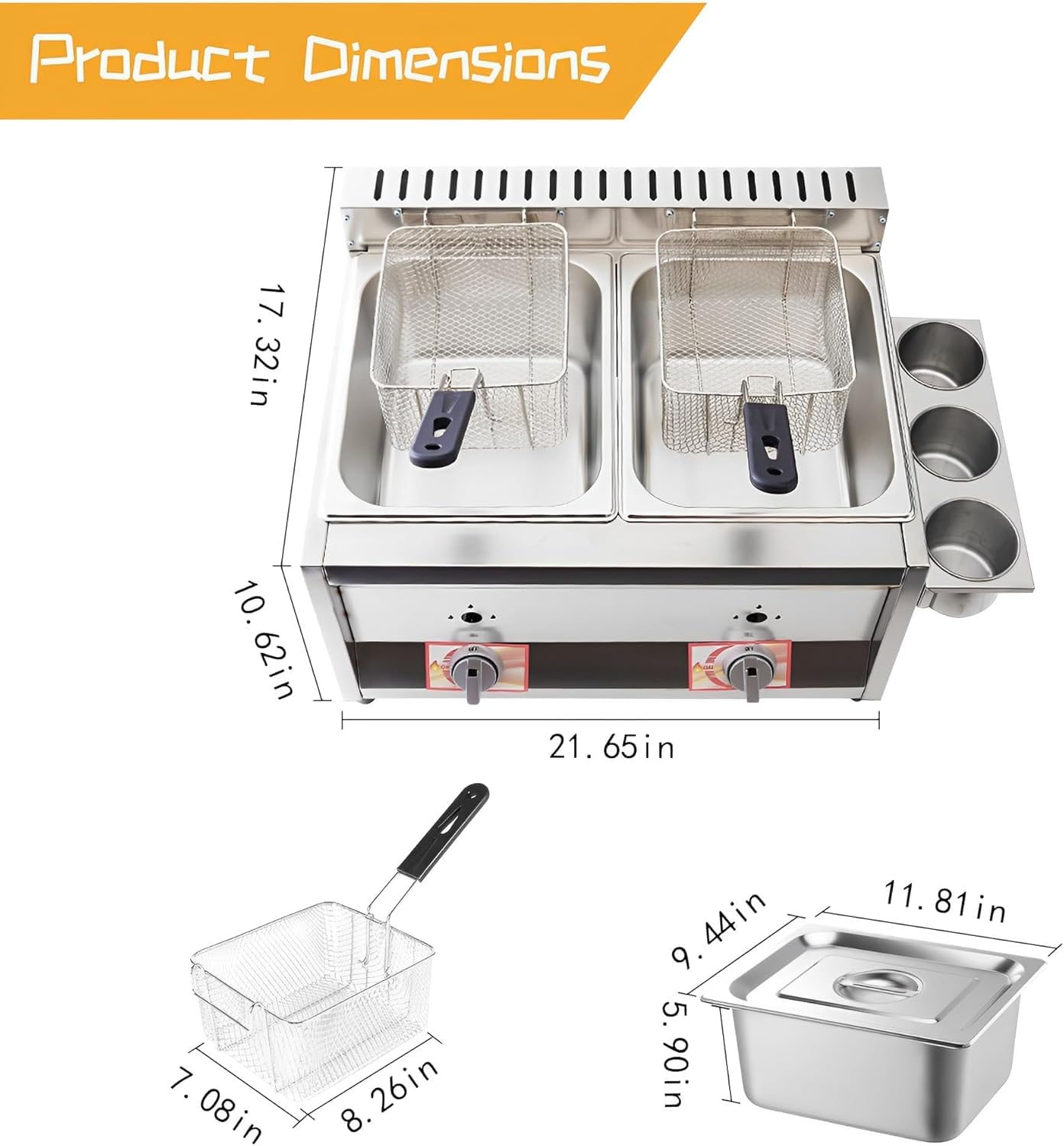 Friggitrice Professionale a Gas GPL, Doppia Vasca Inox da 10L con Termostato Regolabile per Ristorante e Cucina Domestica - Design Autoportante per Uso Interno ed Esterno,10+10 Liter Fryer Model