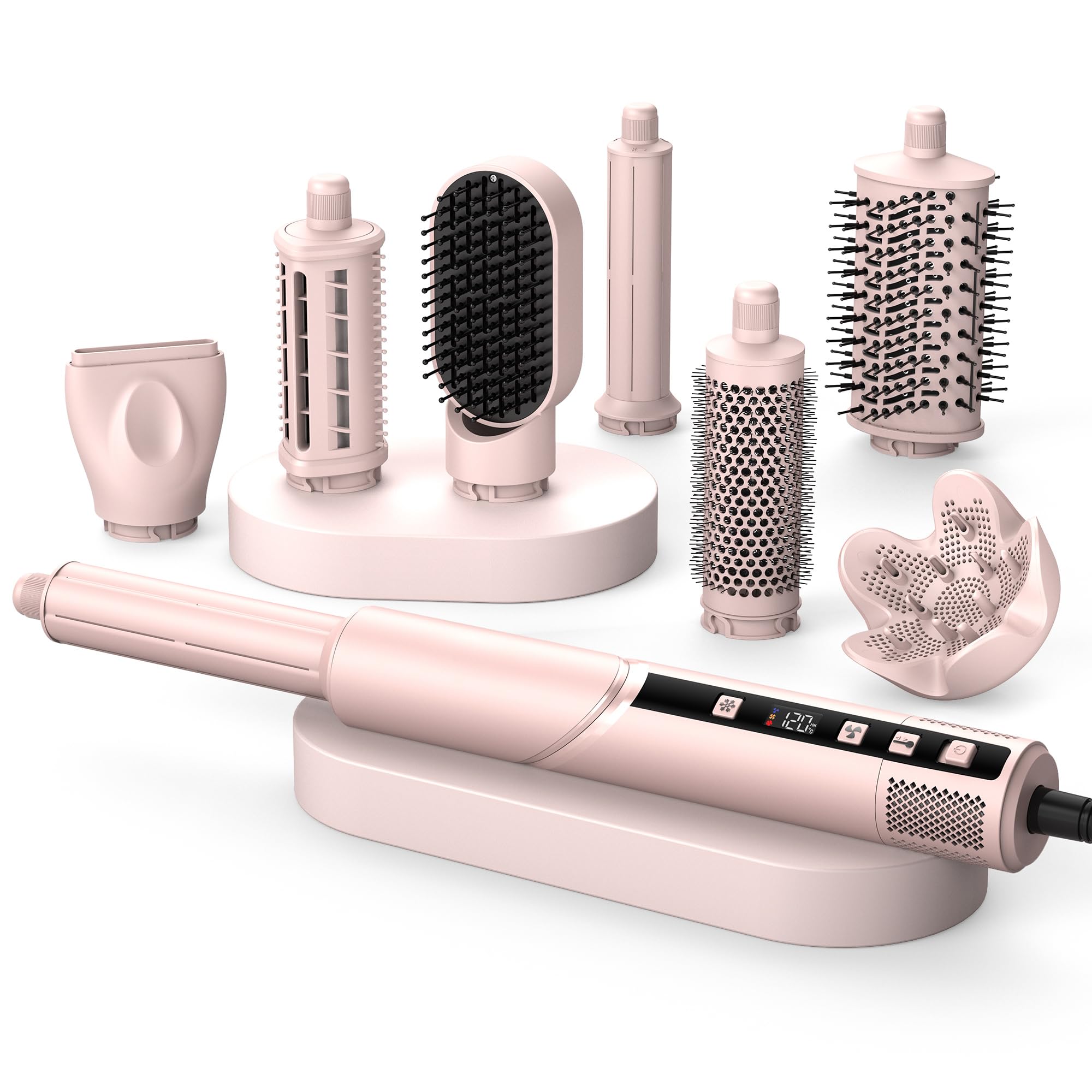 Pro Hairstyler 8 in 1 Set Asciugacapelli Agli Ioni 1400W con Diffusore | 110.000 Giri/min, con Ferro Arricciacapelli ad Aria da 32mm, Air Brush | Styling Rapido per Tutti i Tipi