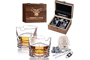 Whiskey Glasses Gift Set of 2 Old Fashioned Square Whiskey Glasses