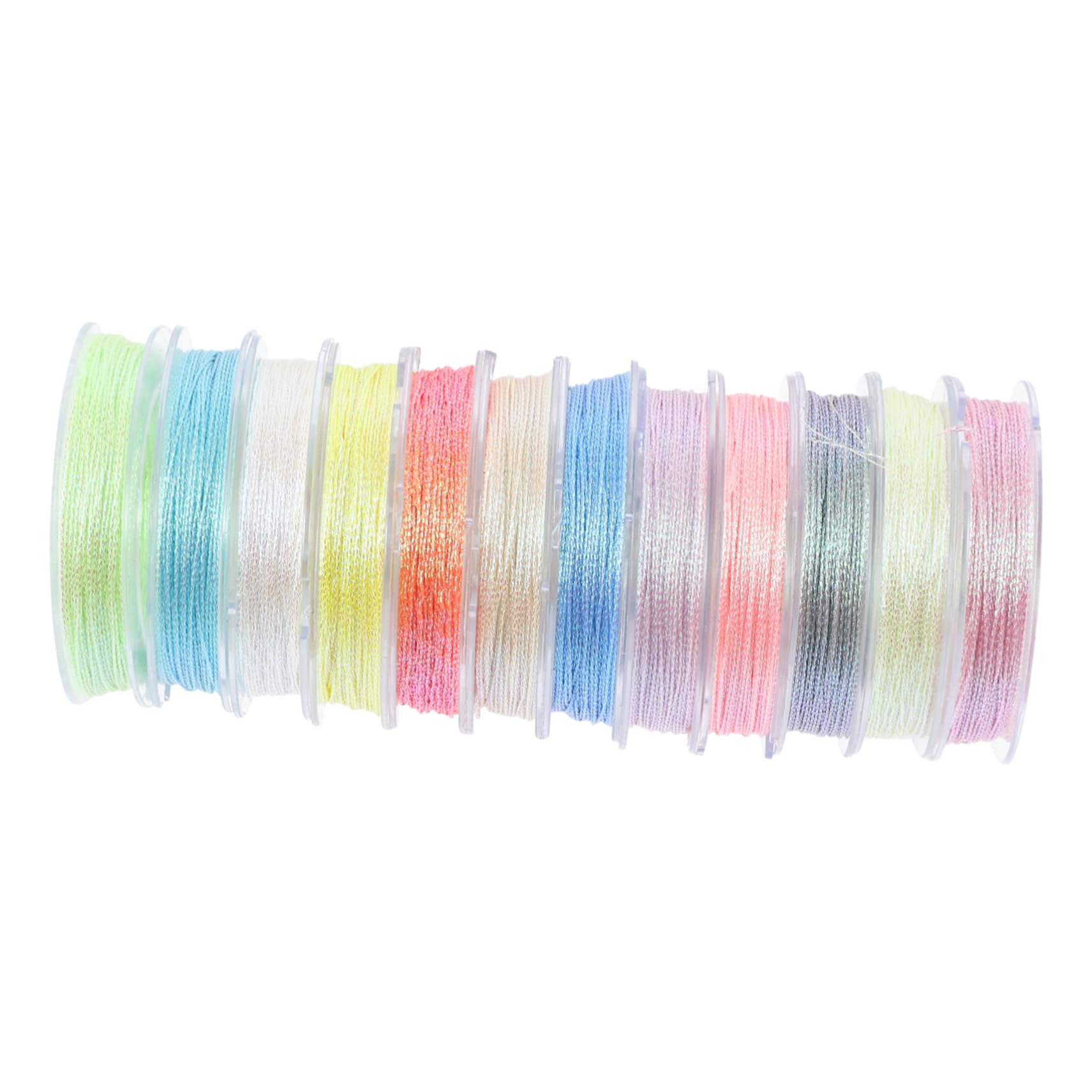 SHINEOFI Hilo De Bordar Luminoso Embroidery Thread Puntada Hilo De Bordar De Plata Hilo Para Maquina De Coser Multi Accesorios De Costura Hilo De Bordado Poliéster 12 Rollos*4