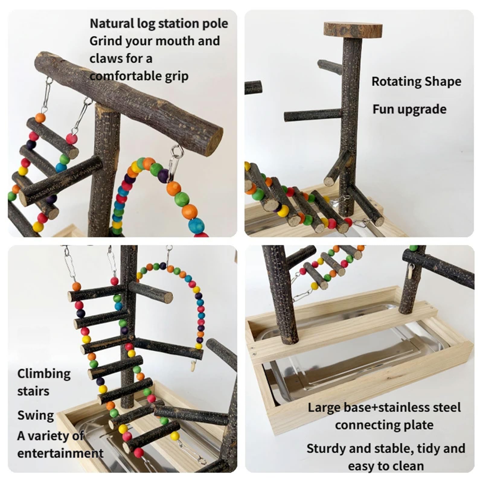 Vogelsitzstangen aus Naturholz, Spielzeug, Bunte Perlen, Kletterleiter und Schaukelspielzeug für Sittiche, Nymphensittiche, mehrfarbige hängende Kletterleiter aus Holz