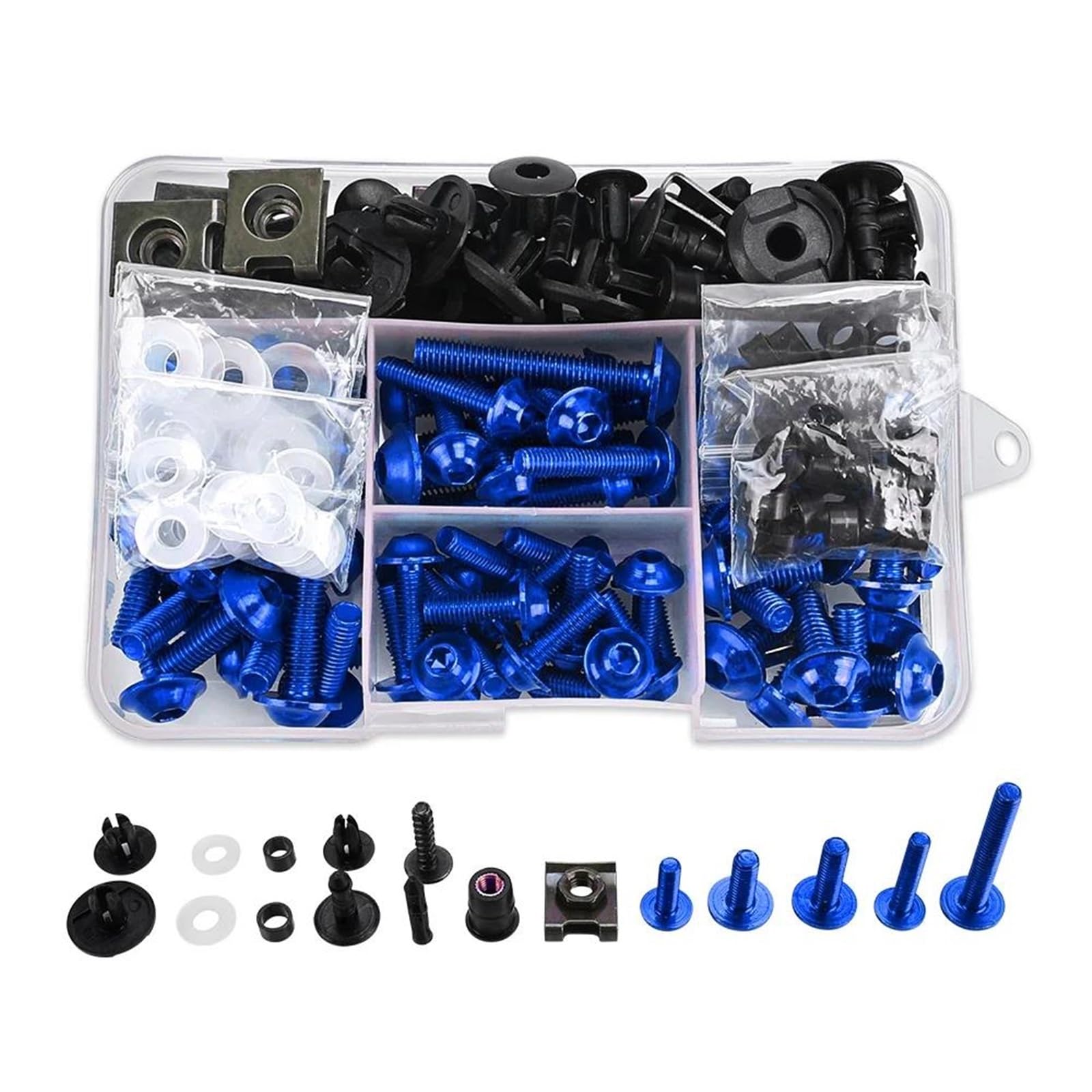 Kit Pezzi Vite Moto Bulloni Carenatura Moto M6 M5 Per ER5 ER6F ER6N ER 5 6F 6N Kit Viti Dadi Carrozzeria Bulloni Fissaggio Carrozzeria(Blu)