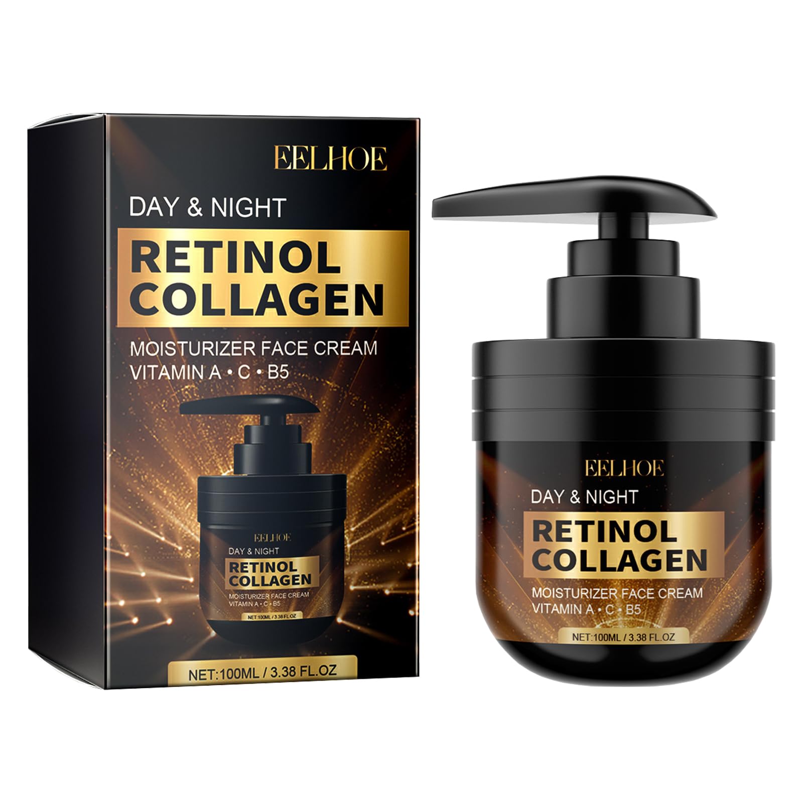 Retinol Creme Hochdosiert für Feuchtigkeitsspendend und Schlaffer Haut Gesicht, Akne und Poren vermindern 100ml Testsieg