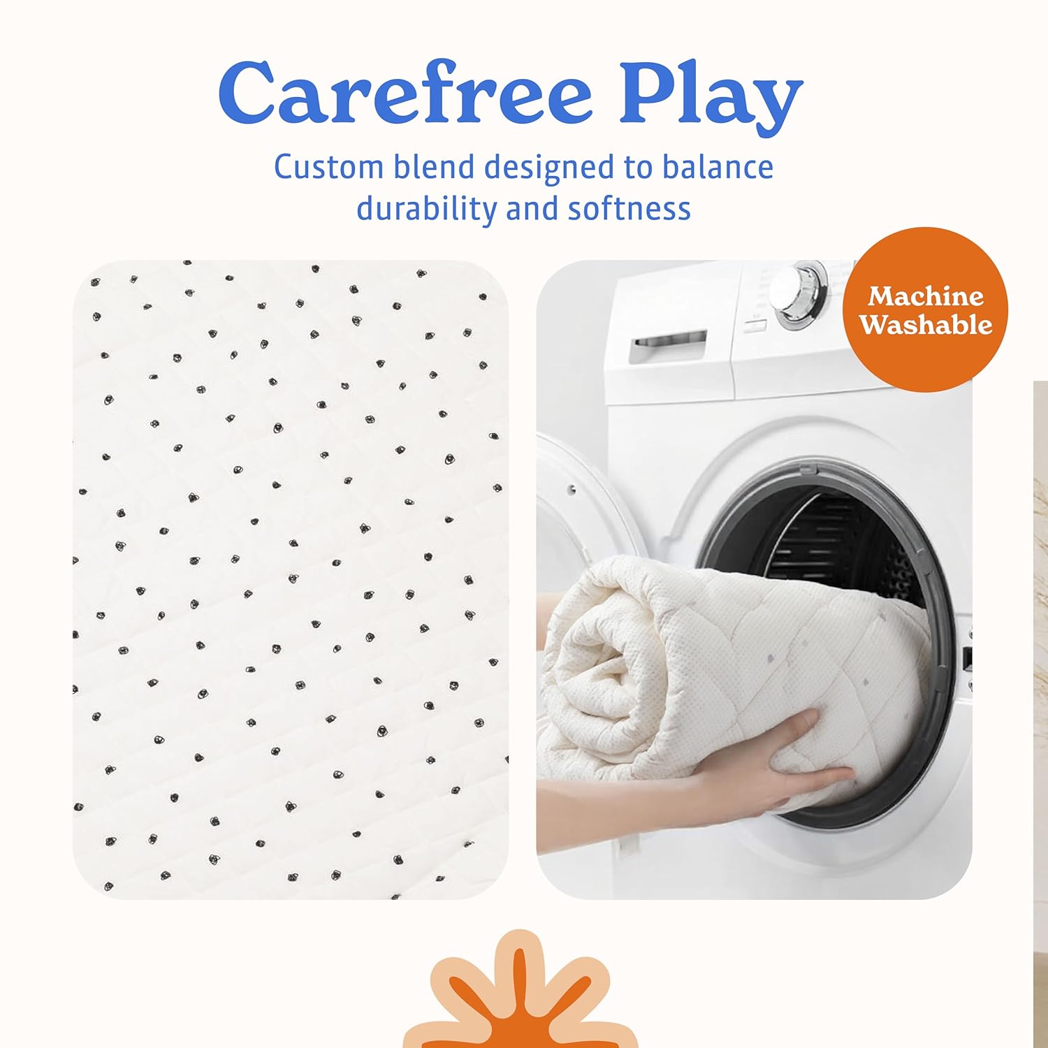 Round Baby Play Mat for Floor, 43" Reversible Tummy Time & Crawling Mat, Soft Cushioned Cotton Baby Playmat, Foldable & Machine Washable Activity Mat for Newborn to Toddler, Neutral Nursery & Playroom