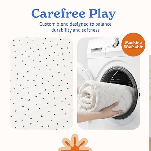 Miniatura 5 de Tapete redondo de juego para bebé para el suelo, tapete reversible de 43 pulgadas para gatear y gatear, tapete de juego de algodón suave y