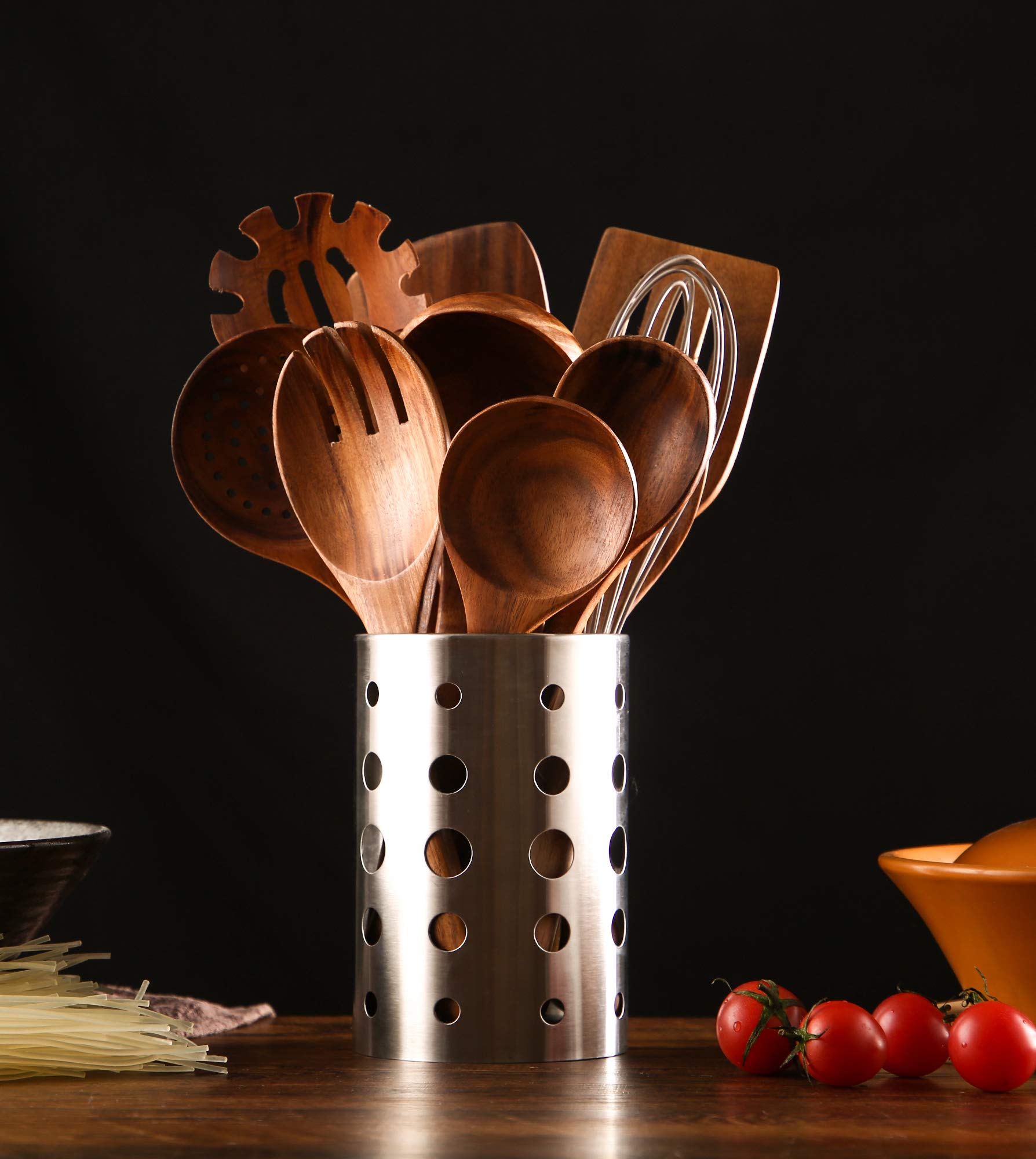Un altro naturale in legno di Teak o Acacia utensili da cucina Set con il cucchi