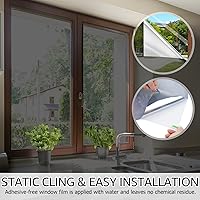 Vista 5 de HIDBEA - Película reflejante de espejo unidireccional para ventana, privacidad diurna, bloqueo solar, adherencia estática sin pegamento, control