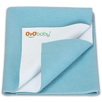 OYO BABY Cotton, Thermoplastic Polyurethane Water Proof and Reusable Mat/Bed Protector/Absorbent Dry Sheets (Sea Blue, 70cm X 50cm, Small) - image, photos