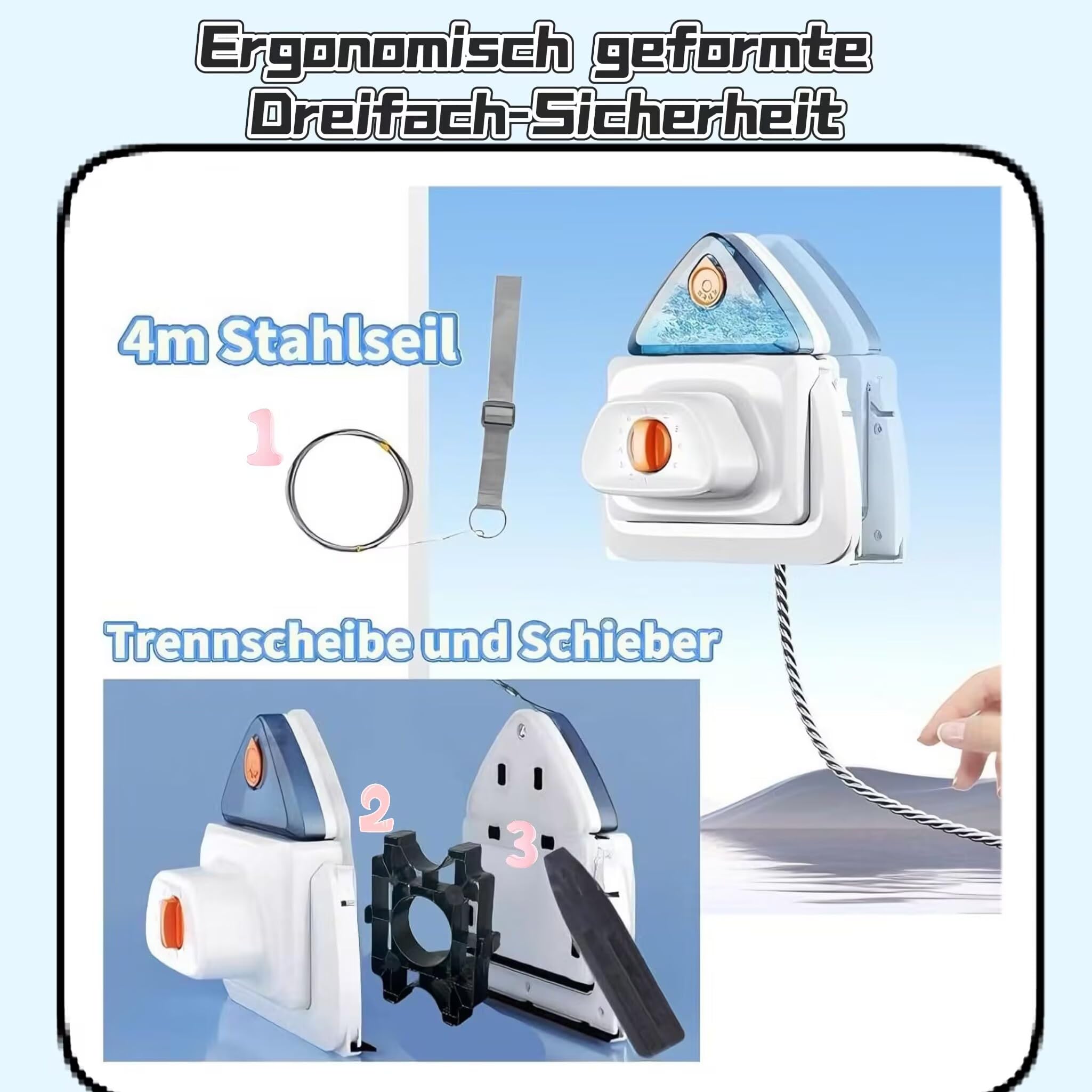 Hooha Doppelseitiger Magnet-Fensterreiniger mit 140ml Wassertank&6 Stufen magnetisches Für Glasdicke 8-40mm bei Fenstern, Schiebetüren, Wintergärten for High Windows Window Cleaner Magnetic