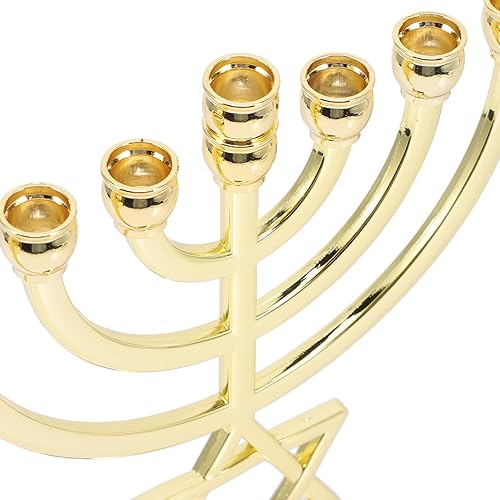 Miniatura 8 de HOMSFOU Portavelas del templo de Jerusalén, 7 ramas, palitos de vela judío, Israel, Hanukkah, Janucá, Menorá, candelabros para decoración del hogar