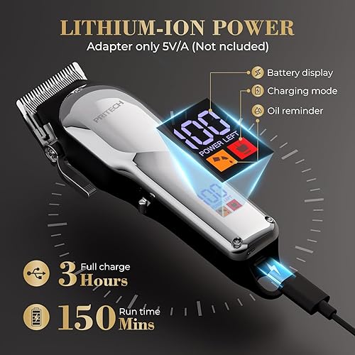 Miniatura 5 de PRITECH Cortadora de pelo de peluquería para hombres, juego profesional de cortapelos y recortadora, cortapelos inalámbricos para hombre, kit de