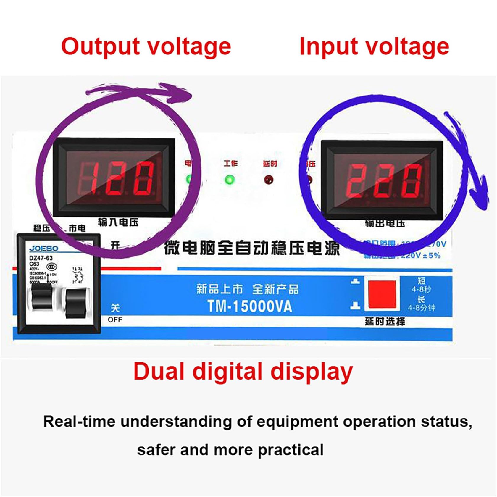 Estabilizador De TensióN AutomáTico, Estabilizador De TensióN MonofáSico DoméStico De Alta PrecisióN De 220 V, Estabilizador De Ca MonofáSico Para Computadora, Refrigerador, Tv,15000W
